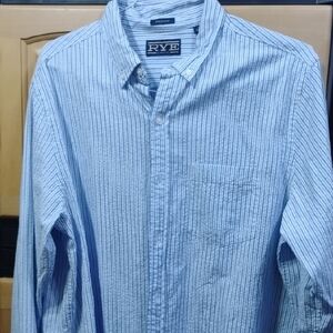 Rye Blue Casual Button Down Shirt with Pinstripes